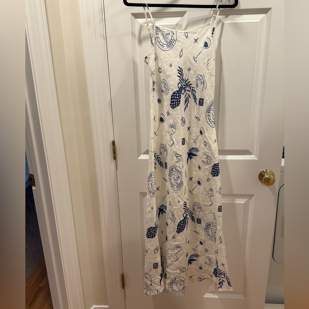 VERGE GIRL
VRG GRL Le Sirenuse Bias Cut Linen Midi Dress // Print - Picture 2 of 5
